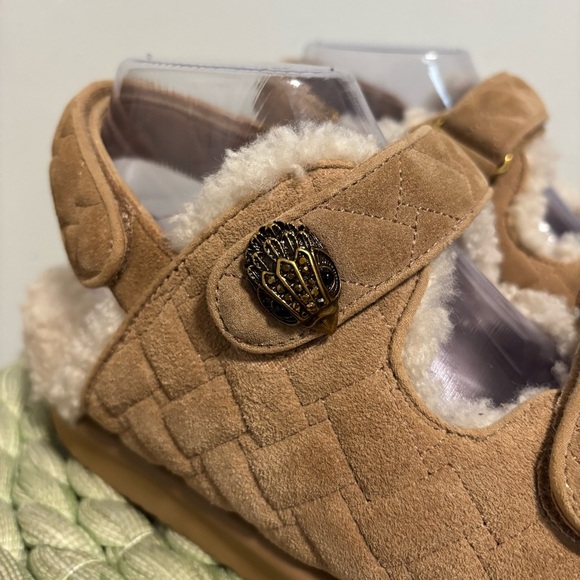 Kurt Geiger London Orson Tan Suede Quilted Shearling Dad Slingback Sandal NWT - Picture 6 of 15